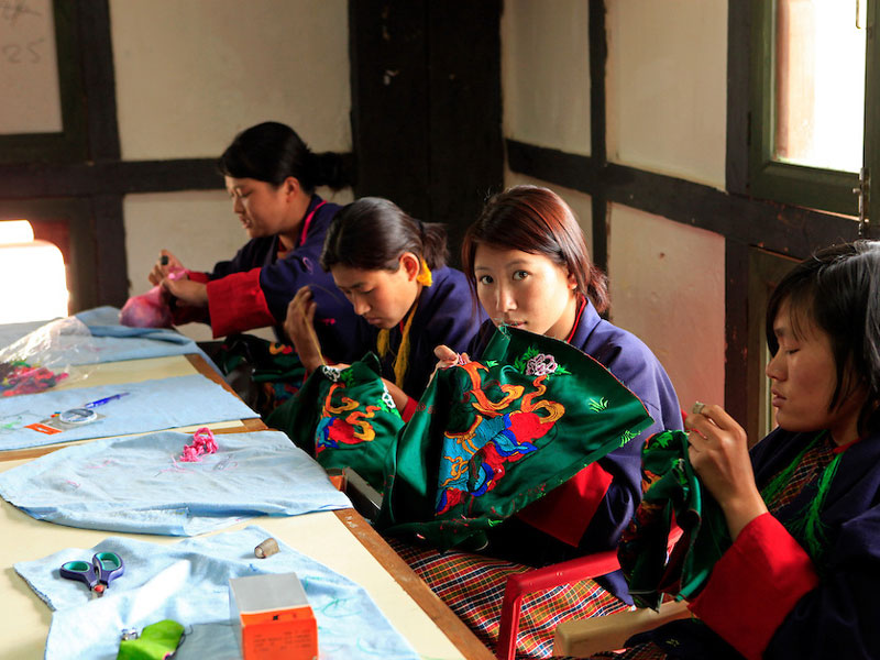Students in an embroidery class